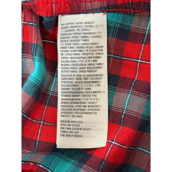 Hollister Red Blue Plaid Shirt Silver Thread Y2K Top Button-Up Womens Size XS - Picture 6 of 6